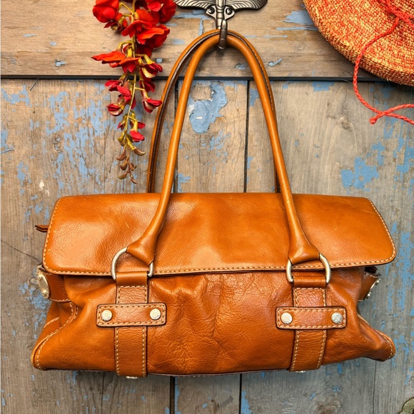 Vintage Michael Kors Sophie Tan Leather Satchel Bag 14 x 6...